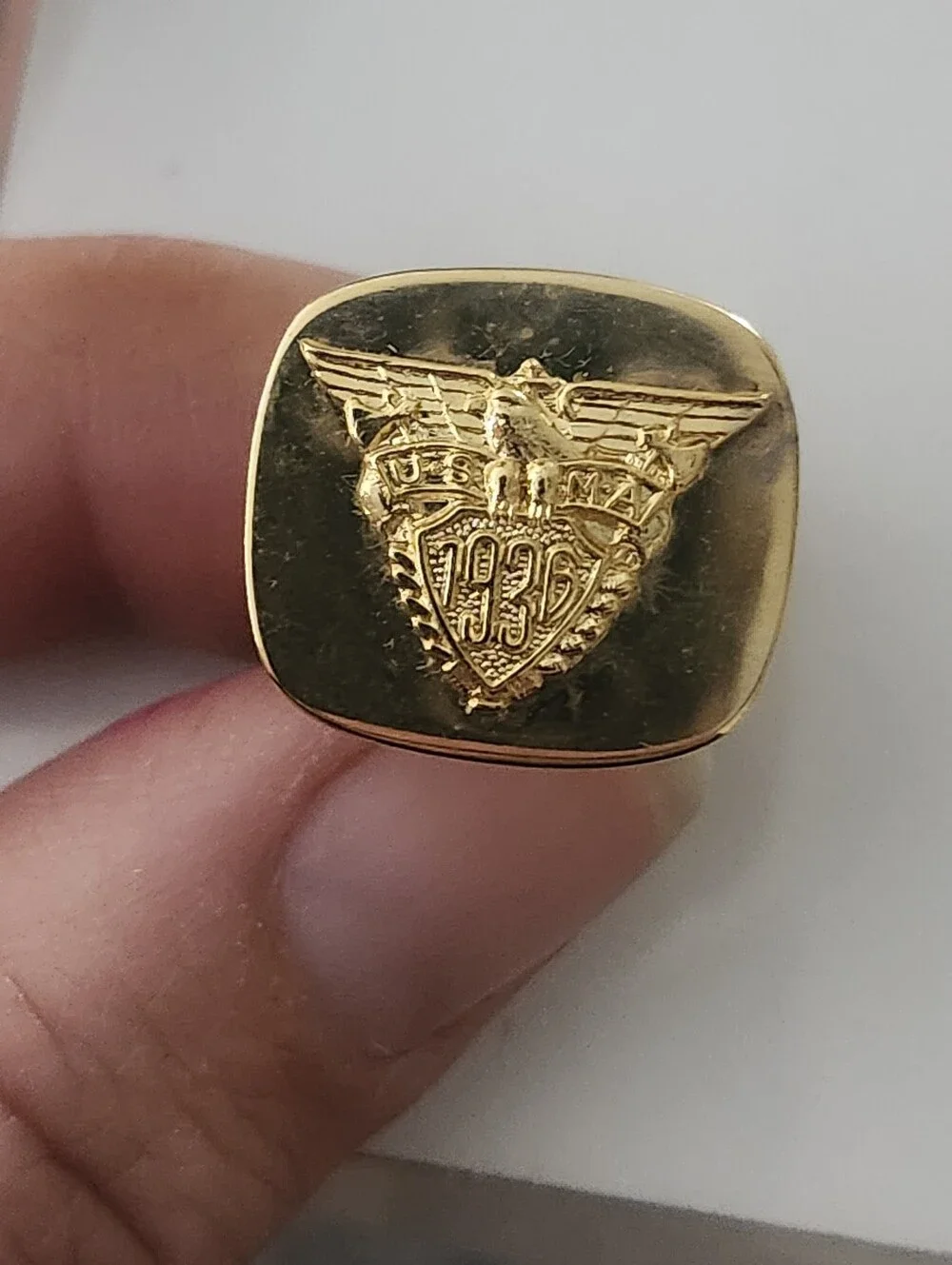 Vtg Gold-tone Winged Eagle Crest 1936 USMA Cufflinks